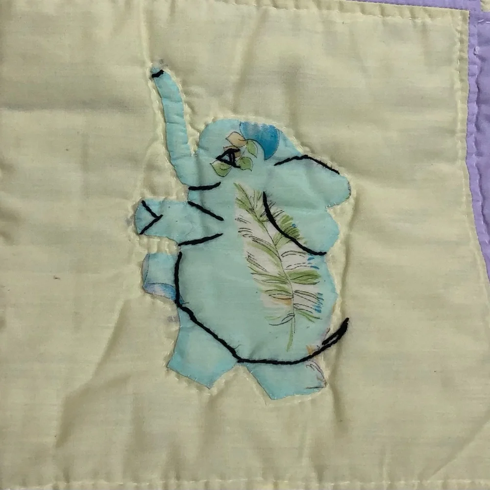 Quilted Patch Work Blanket Yellow Lilac 44inX70in